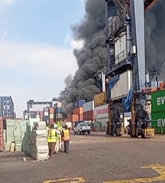Fire Erupts at Container Terminal Near West Wharf Road, Karachi Port