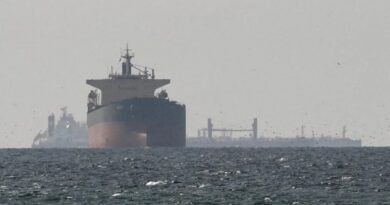 Large cargo ship on ocean
