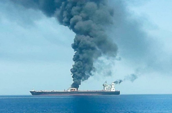 Two tanker vessels involved in maritime security incidents near Oman in the Strait of Hormuz shipping