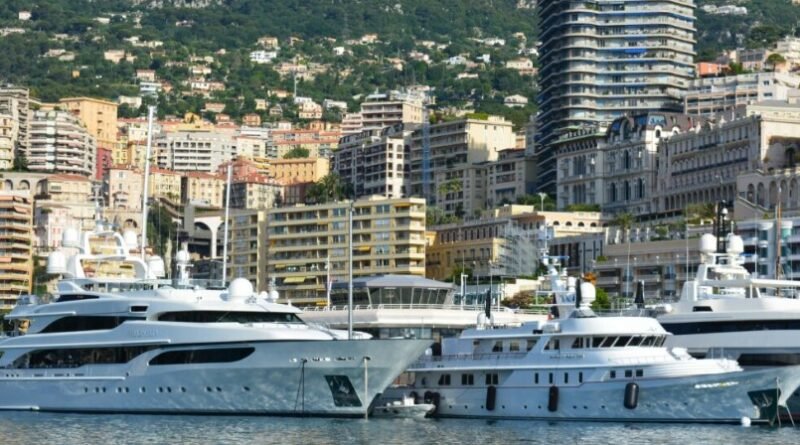 Monaco yachting industry and luxury superyachts in Monaco harbour