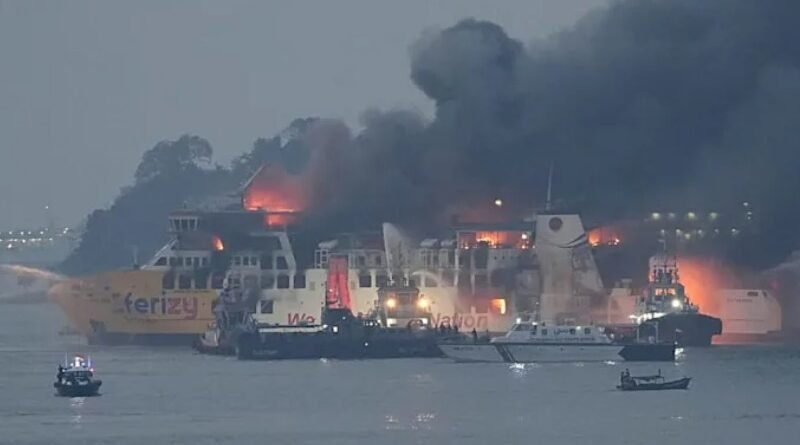 KMP Batumandi ferry fire near Merak Port, Indonesia